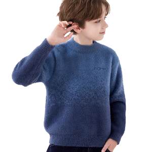 
Boys sweater for children in autumn and winter new style plus velvet thick knitted base shirt for big children warm thick top for boys thread