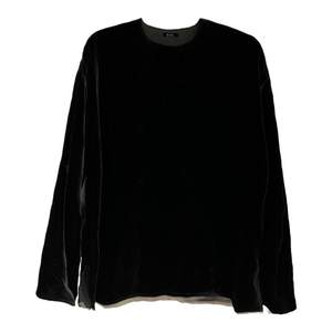 
Chen Xiaoman's original design black silk velvet suit loose pullover round neck drop shoulder long sleeve top pants