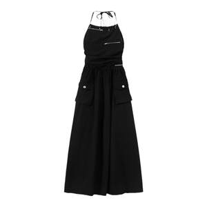 
Vone SheeE hot girl design niche work skirt halter neck suspender skirt black dress long skirt women summer
