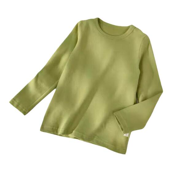 
2023 new children's pure cotton fur base shirt round neck boys and girls tops T-shirt autumn and winter long-sleeved autumn clothes