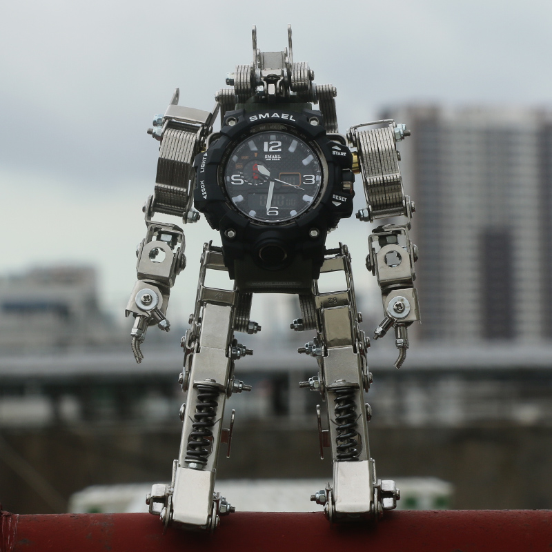 男孩拼装玩具时光机手表支架金属DIY模型机器人桌摆创意节日礼物