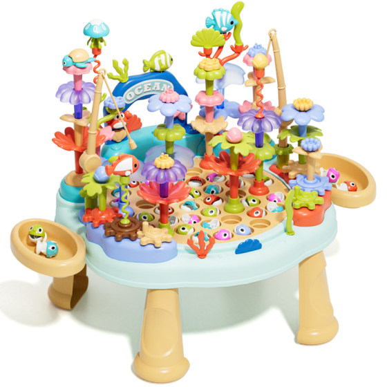 
Newkey Baby Electric Magnetic Fishing Toy 1 Children 2 Years Old 3 Puzzle Men and Women 6 Flower Arrangement Building Block Table Children's Day Gift