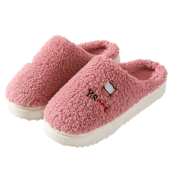 
Thickened cotton slippers for women in winter, couples home thick-soled non-slip warm and poop-feeling plus velvet slippers for men waterproof