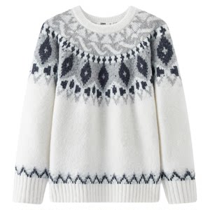 
Wang Anyu's same style Semir sweater men's winter fantasy color yarn Fair Isle jacquard sweater 2025 new couple retro