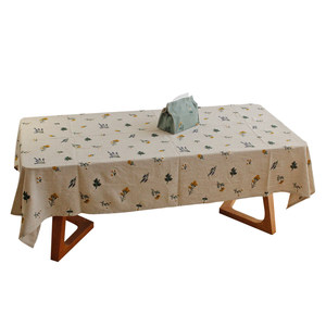 
Embroidered Wasabi Style Dining Table Cloth Japanese Light Luxury Rectangular Coffee Table Cloth Pastoral Linen Cream Style Desk Cover Cloth