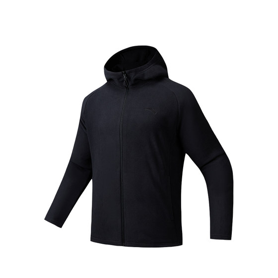 
ANTA Polar Fleece Jacket Men's Outdoor Fleece Jacket Winter New Style Plush Warm Liner Hooded Black Jacket