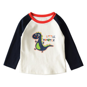 Cartoon cotton T -shirt Children's Ware Sleeve Sleeve Long Sleeve Top Boys Girls Girls Yuan Negotage Bottom Shirt
