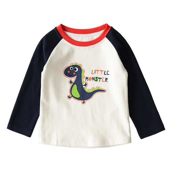 Cartoon cotton T -shirt Children's Ware Sleeve Sleeve Long Sleeve Top Boys Girls Girls Yuan Negotage Bottom Shirt
