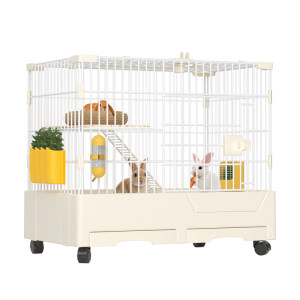 
Rabbit cage splash-proof household extra-large double drawer luxury indoor rabbit cage guinea pig chinchilla cage