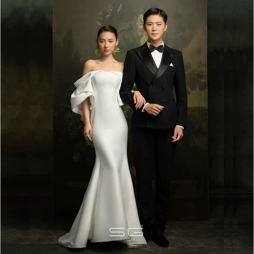 Ретро корсет, свадебное платье для влюбленных, 2022, крой «рыбий хвост», масляная живопись, облегающий крой