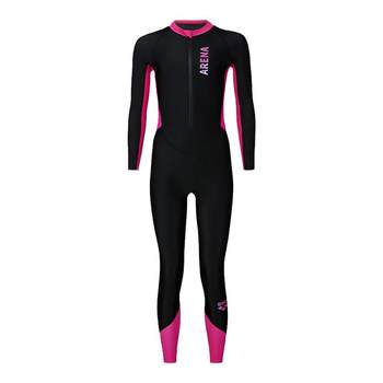 arena children's long-sleeved one-piece swimsuit for men and women sunscreen printed anti-chlorine swimsuit hot spring swimsuit