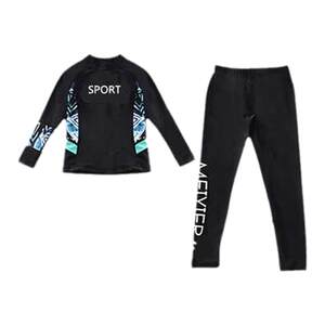 Swimsuit split three -piece long -sleeved long -sleeved sports boys, girls, big children, swimming hot spring fast dry swimwear
