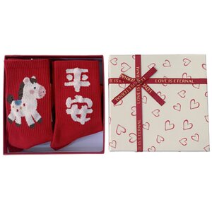 
Exquisite love gift box cartoon cute new year horse year animal year red socks mid-tube cotton socks women's socks
