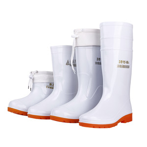 Winter large -size white rain boots food factory work rain boots with velvet warm anti -slip food sanitary boots chef water shoes
