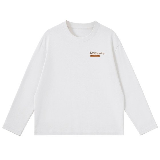 真维斯白色男士长袖t恤纯棉秋季2026新款内搭全棉打底衫男款上衣L
