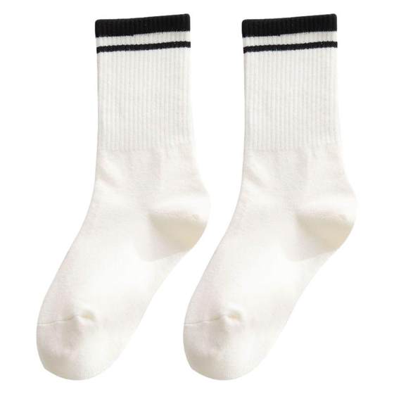 
Socks for women pure cotton autumn mid-calf socks for sports and fitness Japanese JK students sweat-absorbent striped autumn and winter high-calf women's socks trendy