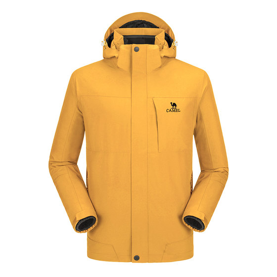 
Camel outdoor millet yellow three-proof jacket for men and women three-in-one waterproof jacket winter travel mountaineering clothing