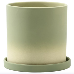Nordic gradient olive green ceramics roasted flower pot with holes with trap, water absorption, breathable, green plant flower and tiger pneeling
