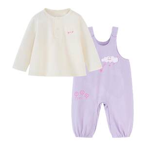
Mini Balabala long-sleeved suit for boys and girls, children's long-sleeved T-shirt, baby imitation denim overalls 2026 spring
