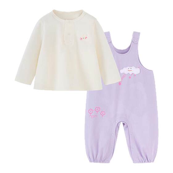 
Mini Balabala long-sleeved suit for boys and girls, children's long-sleeved T-shirt, baby imitation denim overalls 2026 spring