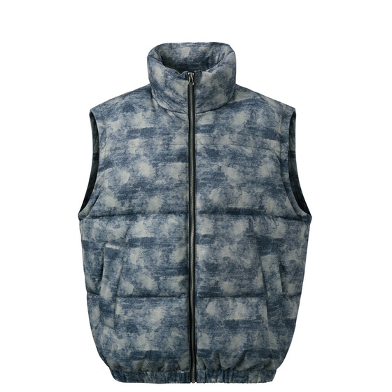 
NOVACAM American short silhouette stand-up collar digital printing design textured vest men's warm vest