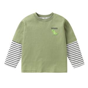 
Right European boys and girls fake two-piece long-sleeved T-shirts children's bottoming shirts spring and autumn new children's clothing trendy inner tops