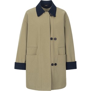 
KBNE Barn style khaki windbreaker for women petite 2025 autumn and winter new temperament British loose mid-length coat