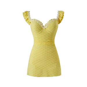 
[Little Daisy] Girls cute texture vacation one-piece swimsuit pure Yu gathers bikini beach 4091