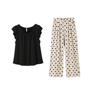 
Anzhiban [Great Coolness] Pajamas for Women Summer 2026 New Style Cotton Home Wear Vest Trousers Polka Dot Suit