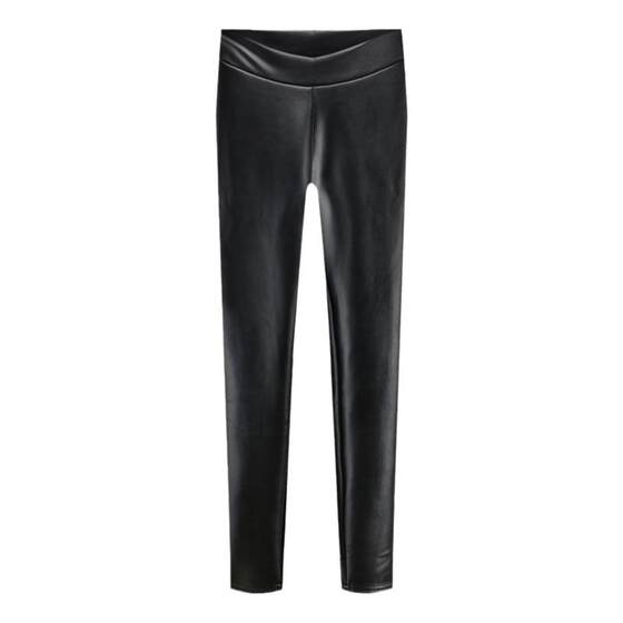 Men's autumn and winter warm leather pants elasticity, sexy tight imitation leather nightclub male model performance hair stylist can wear trousers outside