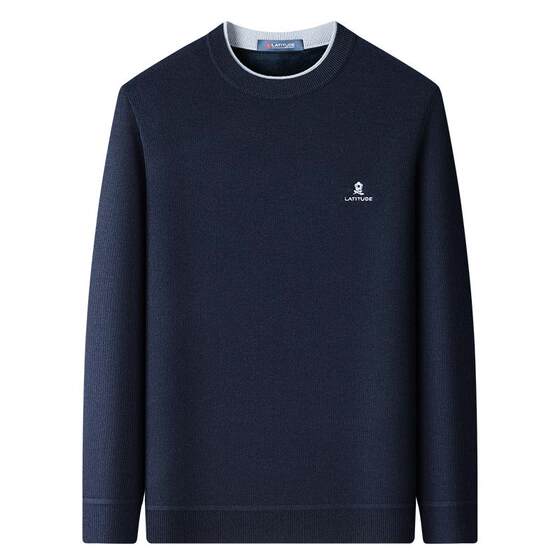 
[Wool/One-in-one velvet warm] Mengte Winter Men's Knit Round Neck Fashion Sweater Plus Fleece Thickened J