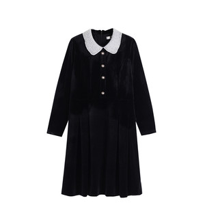 
Plus size maternity professional wear spring dress commuting to work maternity wear spring French velvet dress loose