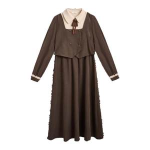 Zihan fake two-piece shirt collar dress for women in winter new style college style design casual waist-hugging A-line skirt
