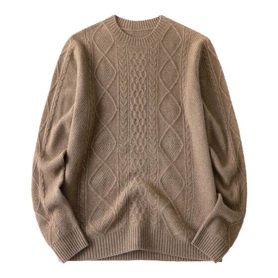 
Sinovide round neck Korean style crimped cashmere sweater men's 25 autumn and winter new casual loose knitted sweater