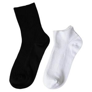 
Spring and summer socks, women's socks, sports socks, double-needle black cotton, middle school birthday department, JK college white socks, mid-calf socks