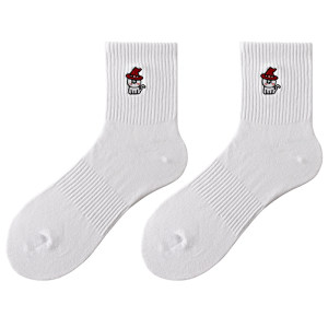 
Zimo Socks Men's Mid-Tube Summer Thin Cotton Yarn Cute Cartoon Boys Short White Socks for Boyfriend Trendy Gift Box