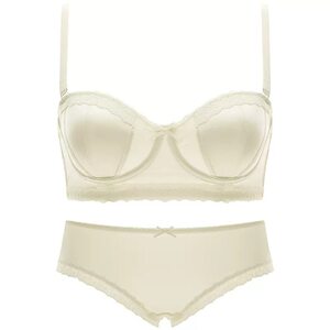 Small exquisite light luxury sexy satin underwear Girl soft steel circle half -cup of small breasts gathered up the thin cup bras
