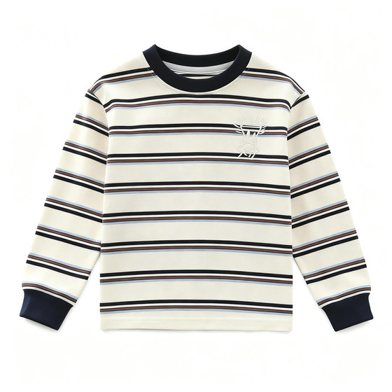 
Boys' pure cotton striped long-sleeved T-shirt 2026 autumn medium and large children's round neck casual sweatshirt spring and autumn bottoming shirt 1930