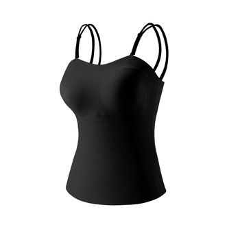 Large size suspender vest beautiful back bra with chest pad without steel ring base for women with outer and inner tops suspender