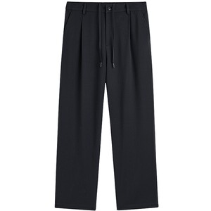 [Wide-legged trousers]Peacebird men's casual pants spring and autumn trousers business black men's suit pants straight