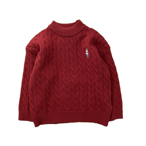 
Boys sweater red autumn and winter 2026 new children's sweater tops Korean style boys casual pullover solid color trend