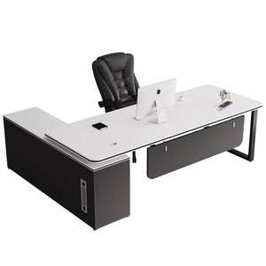 White office desk owner table simple modern office furniture office general manager table and chair group group
