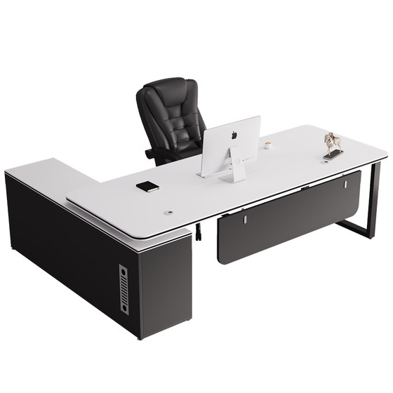 White office desk owner table simple modern office furniture office general manager table and chair group group
