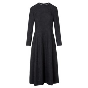 
Langzi wool one-length neck high waist A-line umbrella dress temperament high-end commuting 2025 winter new style