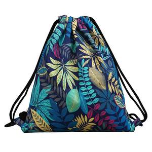 
Korean version of small fresh pocket drawstring backpack for men and women solid color canvas backpack denim bag school bag free shipping