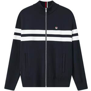 
FILA official long-sleeved knitted sweater jacket men's spring new casual classic small stand-up collar cardigan top