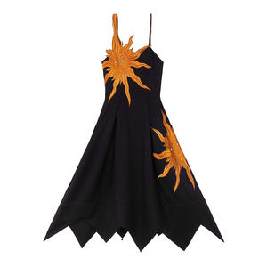 Kamo original retro dress skirt heavy industry embroidered strap skirt design sense high waist slim fit big sport dress autumn and winter