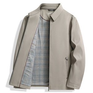 Romon Milk Silk Jacket Men's Spring and Autumn Business Casual Supple Windproof Non-scalding Anti-Wrinkle Lapel Top Coat
