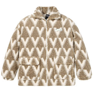 GENANX Lightning Fashion Brand Lamb Fleece Cotton Coat Men's Contrast Color Personalized Velcro Badge Warm Winter Cotton Coat Couple Style