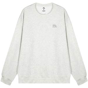 安踏灰色休闲卫衣男款秋冬季新款圆领加绒加厚长袖打底套头衫外套